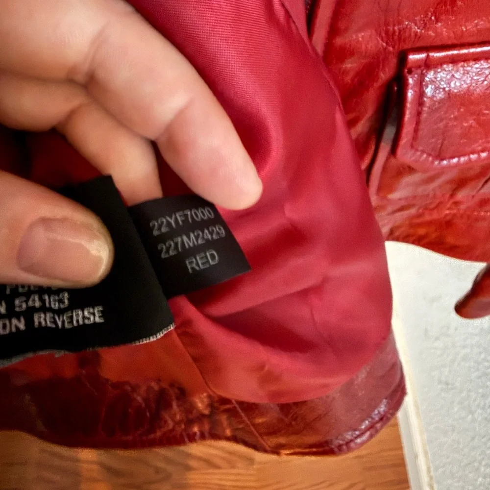 Women's Vintage Guess Los Angeles Maroon Red Leather Jacket Multi Pockets Large - Picture 10 of 15